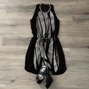 Banana Republic Black & White Waist Tie Dress